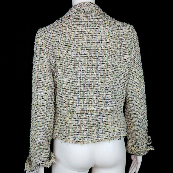 MILLY Fringe Tweed Frayed Blazer Career Jacket - Picture 4 of 7